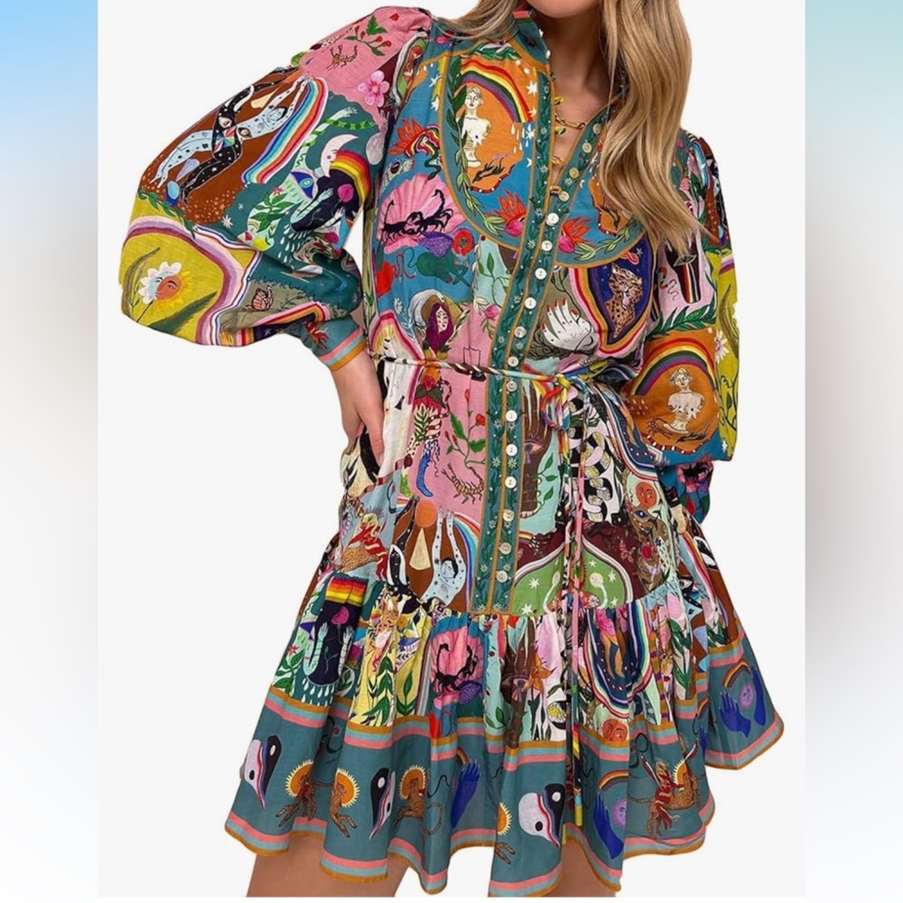 NWT - Colorful Patterned Women's Dress - Size Small